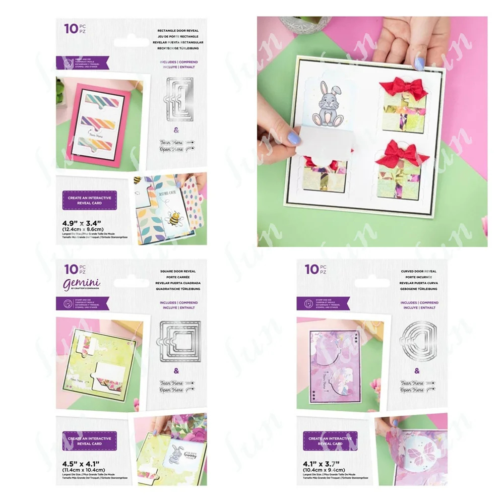 

2022 New Clear Stamps and Metal Cutting Dies Sets for Diy Geometric Door Reveal Craft Making Greeting Card Scrapbooking Supplies