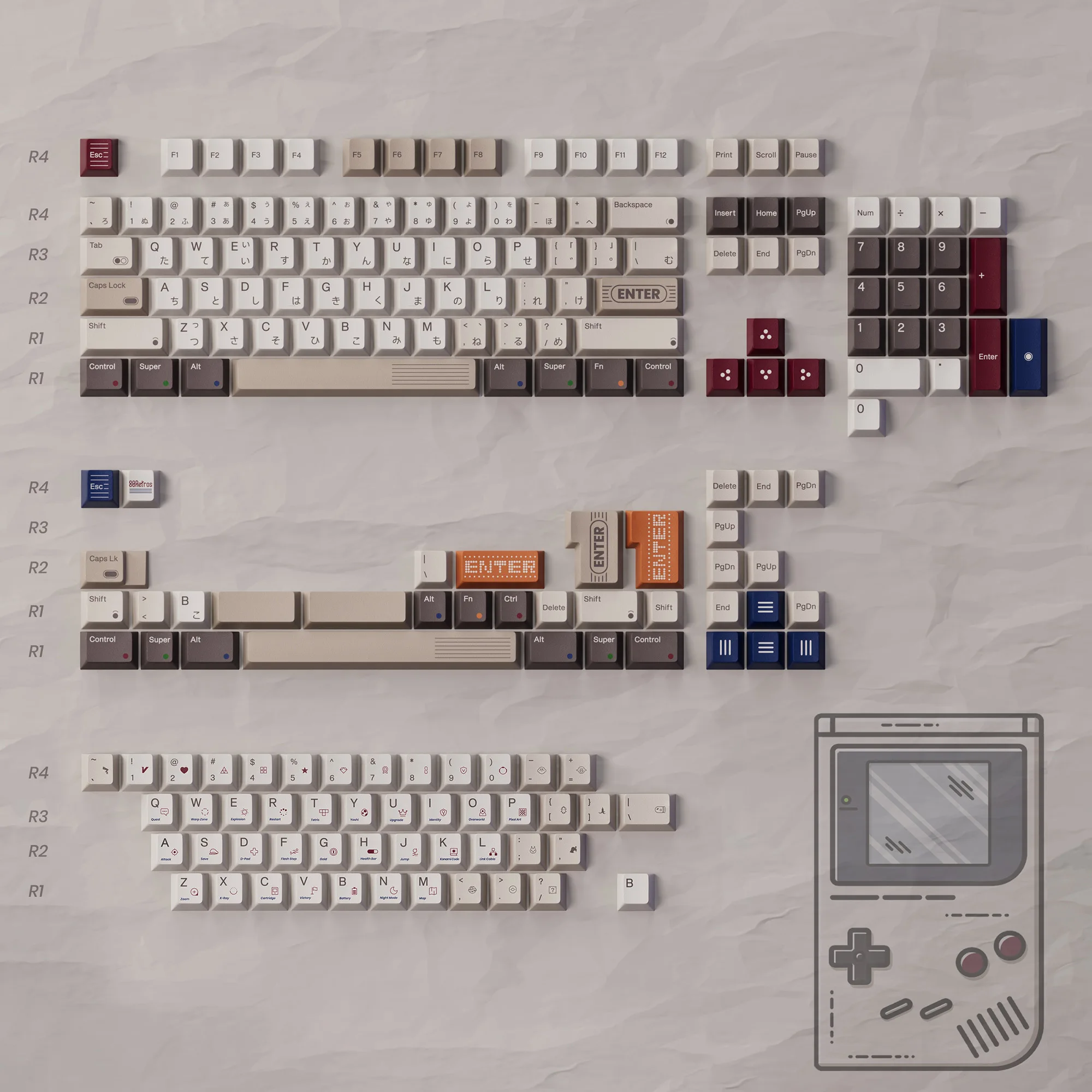 レトロなメカニカルゲームキーボードのキャップ,80のレトロゲームの