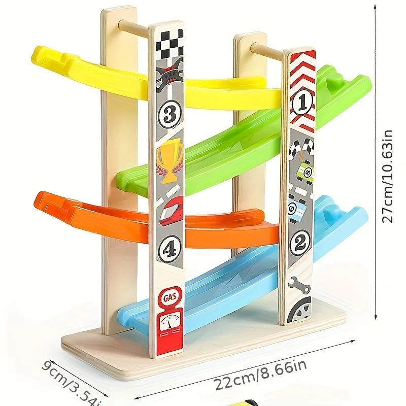 4/7 Track Wooden Ramp Racing Baby Toys Car Set Montessori Toys Educational Game Inertia Slide Coaster Racing Kids Gifts 4