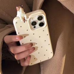 Cute Cartoon 3D Cat Decorative Polka Dot Phone Case Cover - iPhone 12 Pro Max (1)