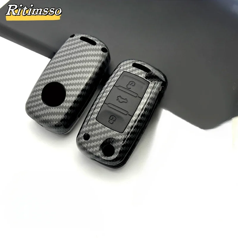 Carbon Fiber Matte Folding Car Key Case 3 Buttons Accessories key case key case cover car key shell remote control case cover flip key fob shell For VW Volkwagen Polo Bora Tiguan Passat Golf 6 Lavida Scirocco