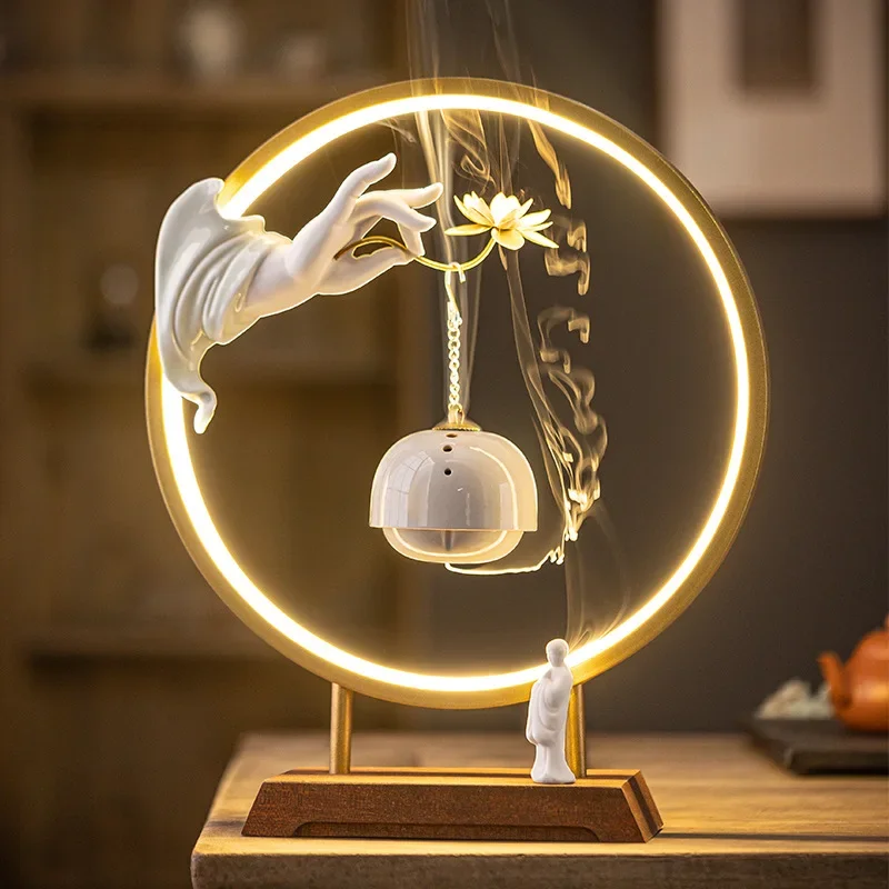 逆流香炉 中国風の沈香バーナー合金プレート香炉リビングルームの