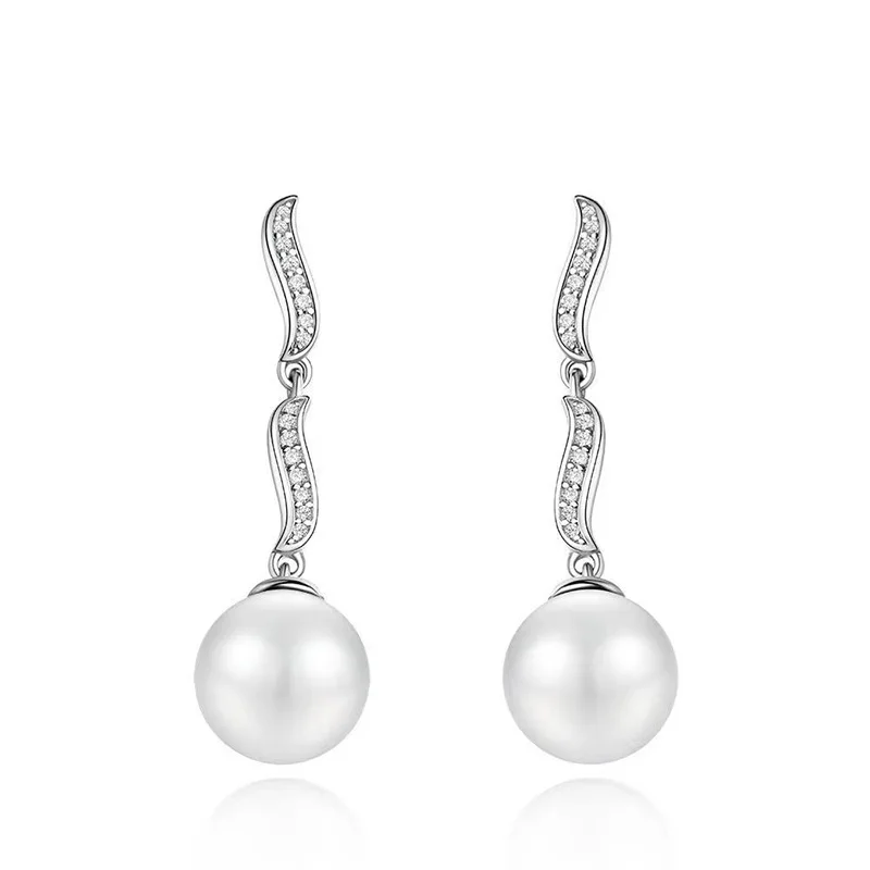 

Серебряные серьги S925 с жемчугом 14 мм, минималистичный дизайн, универсальные ювелирные изделия