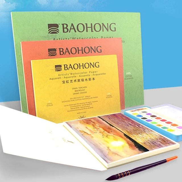 Baohong Postales De Acuarela, 5.9 X 3.9 In, Prensa En Frío Texturizada/prensa En Caliente, áspero 100% Algodón, 140 Lb/300 Gsm, 20 Hojas