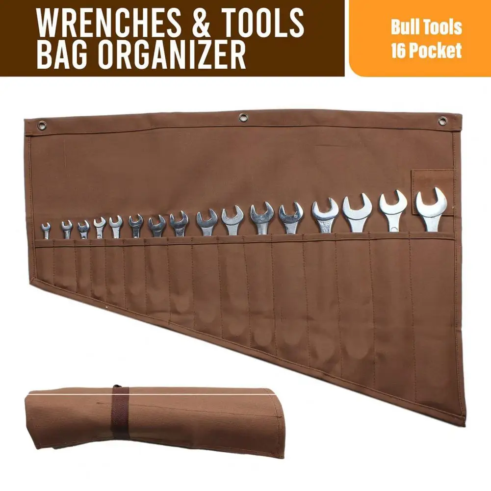 Pegboard Tool Organizer Space-saving Tool Organizer Tool Storage Bag with 16 Pockets Waterproof Wrench Roll for Capacity 5