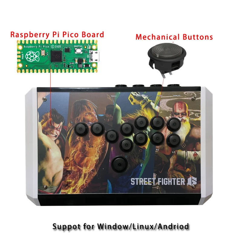 自作レバーレス　スト6カスタムタイプ　raspberryPI PICO低遅延】 遅延ゼロの最速基盤に改造する。スト6用最強レバーレスを私は