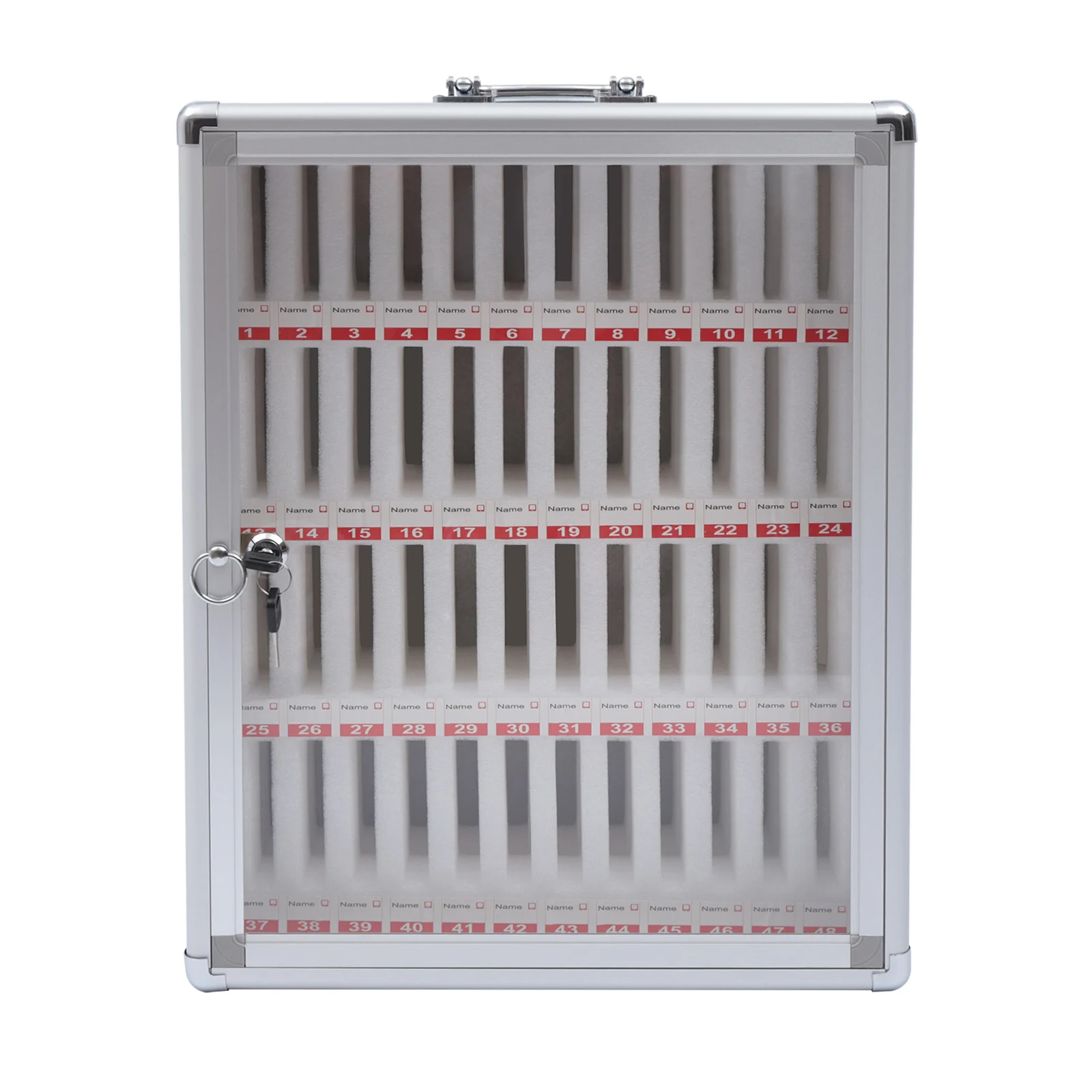 Wall-Mounted Aluminum Alloy Pocket Chart Cell Phones Storage Cabinet for Cell Phones with a Locked (48 Slots) Mobile safe
