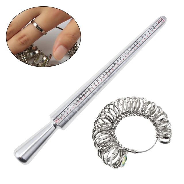 US EU Standard Ring Measurement Tool Set Ring Sizer Gauge 3-34 HK Measure  Alloy Finger