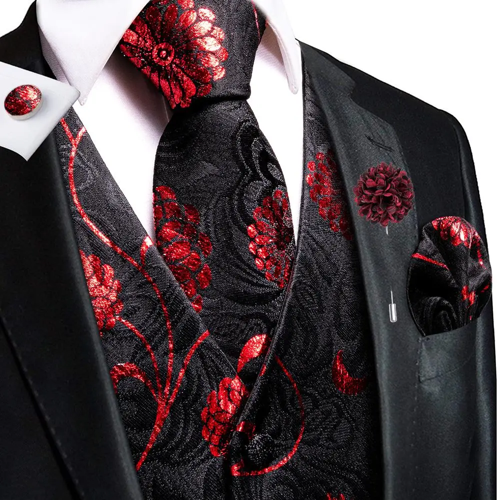 Wedding Peach Pink Mens Vests Silk Paisley Jacquard