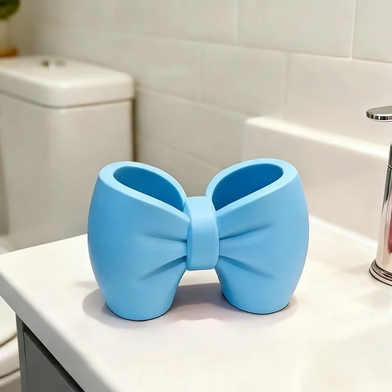 Macaron-Colored Bow Pen Holder Desk Decor