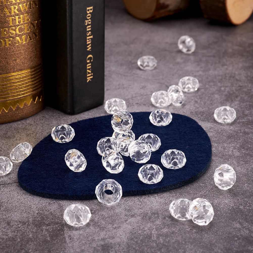 

100pcs Glass European Beads Large Hole Beads Faceted Rondelle for Jewelry Making DIY Charm Bracelet Necklace Bangle hole: 5mm
