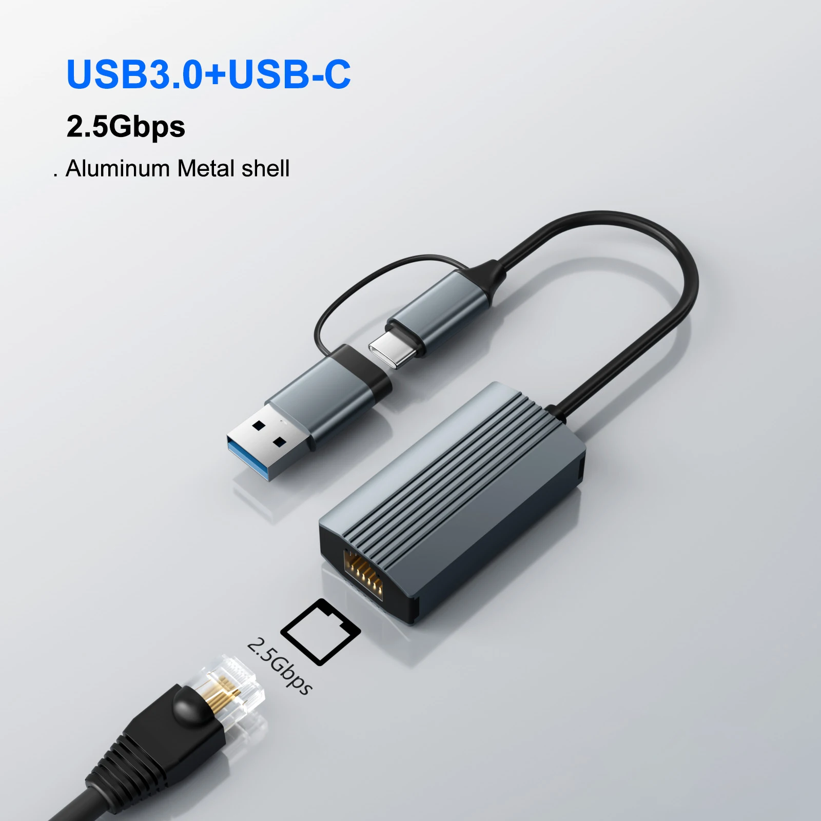 Adattatore Ethernet 2.5G 2500Mbps USB 3.0 e scheda di rete da tipo C a RJ45 per PC portatile Server NAS Windows Mac OS Internet