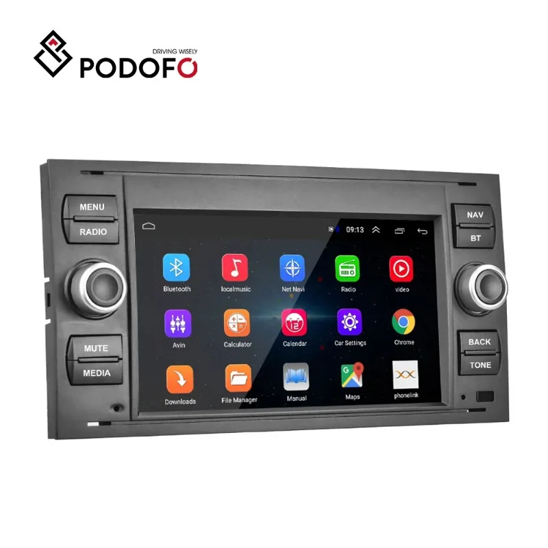 Podofo Android Autoradio 7 Pollici Autoradio Stereo Gps Wifi Bt Fm Rds Per Ford/Connect/Fiesta/Transit/Focus (No Canbus)