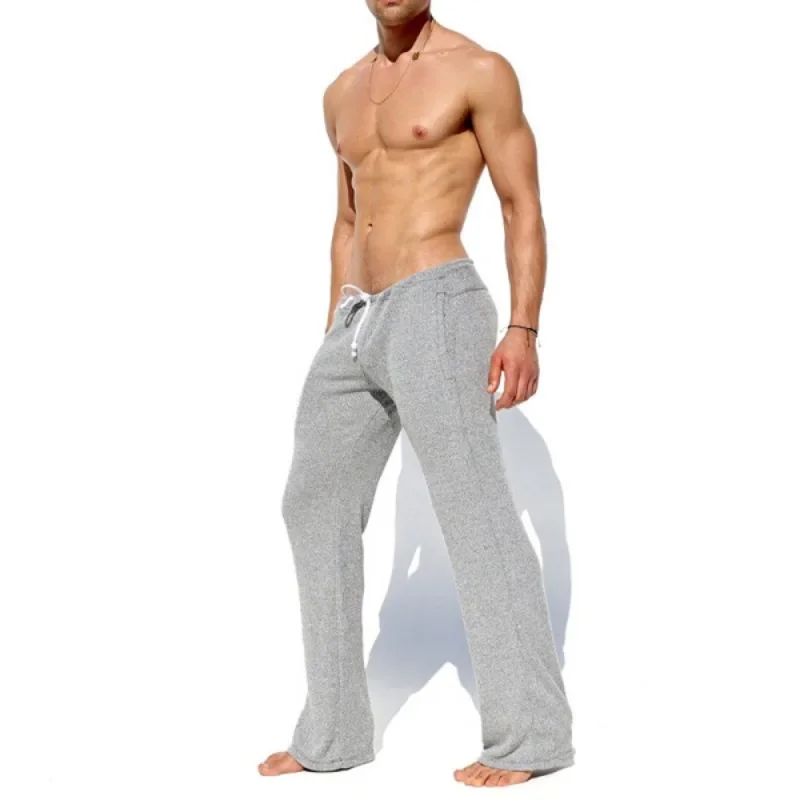 Spring and Autumn Leisure Pure Gray Mopping Men's Pants Men's Thin Casual Sexy Pants Sports Yoga Cotton Elastic Waist