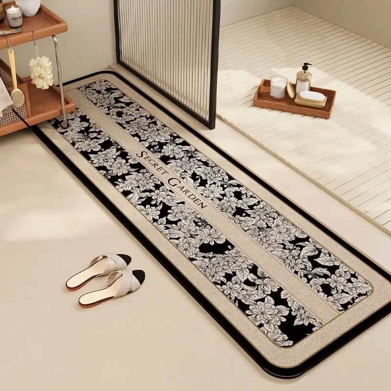 Bathroom Floor Mat Toilet Door Mats Long Strip Absorbent Quick-drying Carpet Diatom Mud Non-slip Anti-fall Rug Alfombra De Baño 3