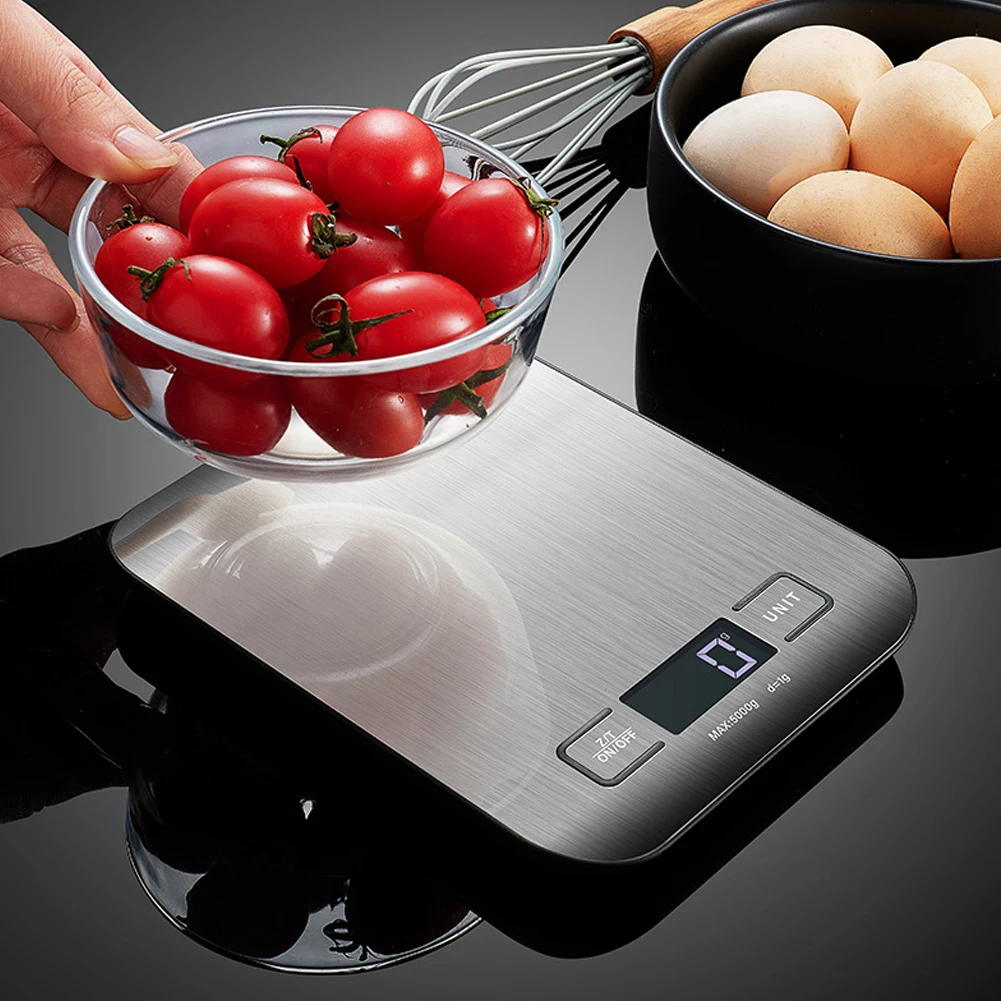 Kitchen Food Scale Stainless Steel Electronic Weights Scales USB Charging Food Weighing Scale for Cooking Baking 1G Up To 10KG