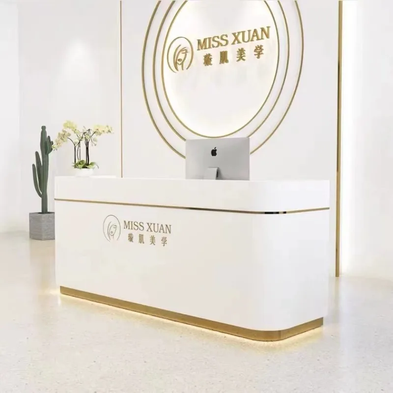 White Study Reception Desk Office Cassiere Counter Store Luxury Ausiliario Room Desk Display Estetico Bancone Bar Furniture