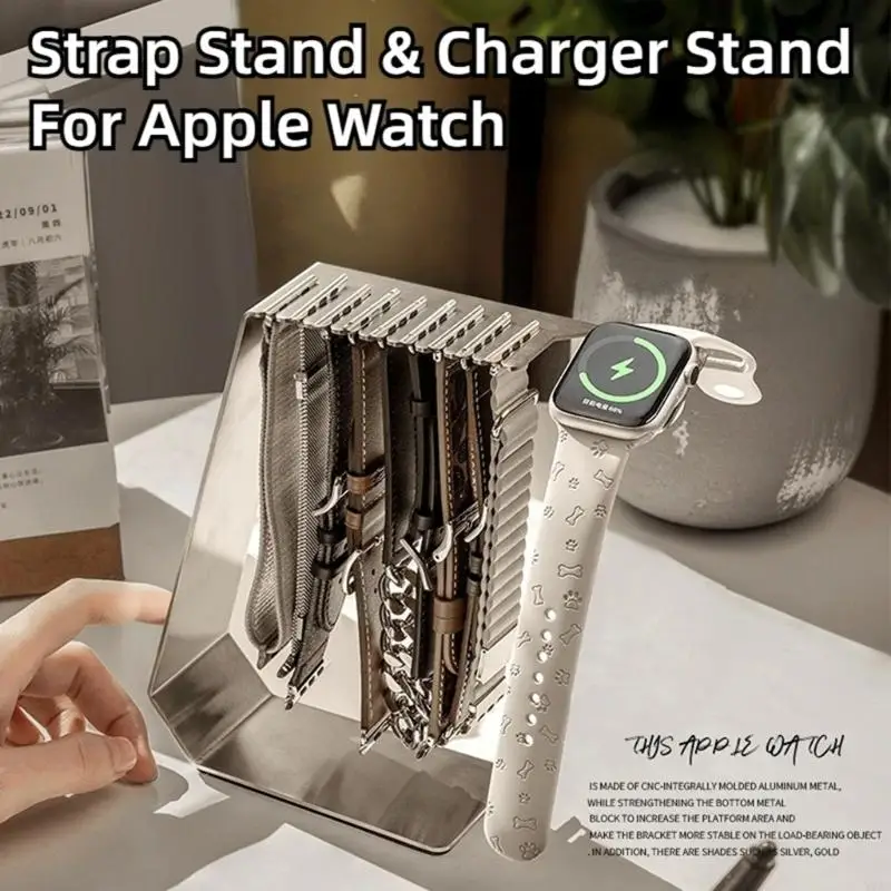 Metal Watch Charging Base Smartwatch Stand-Cradle for Watch with Wristwatch Band Strap Storage Holder