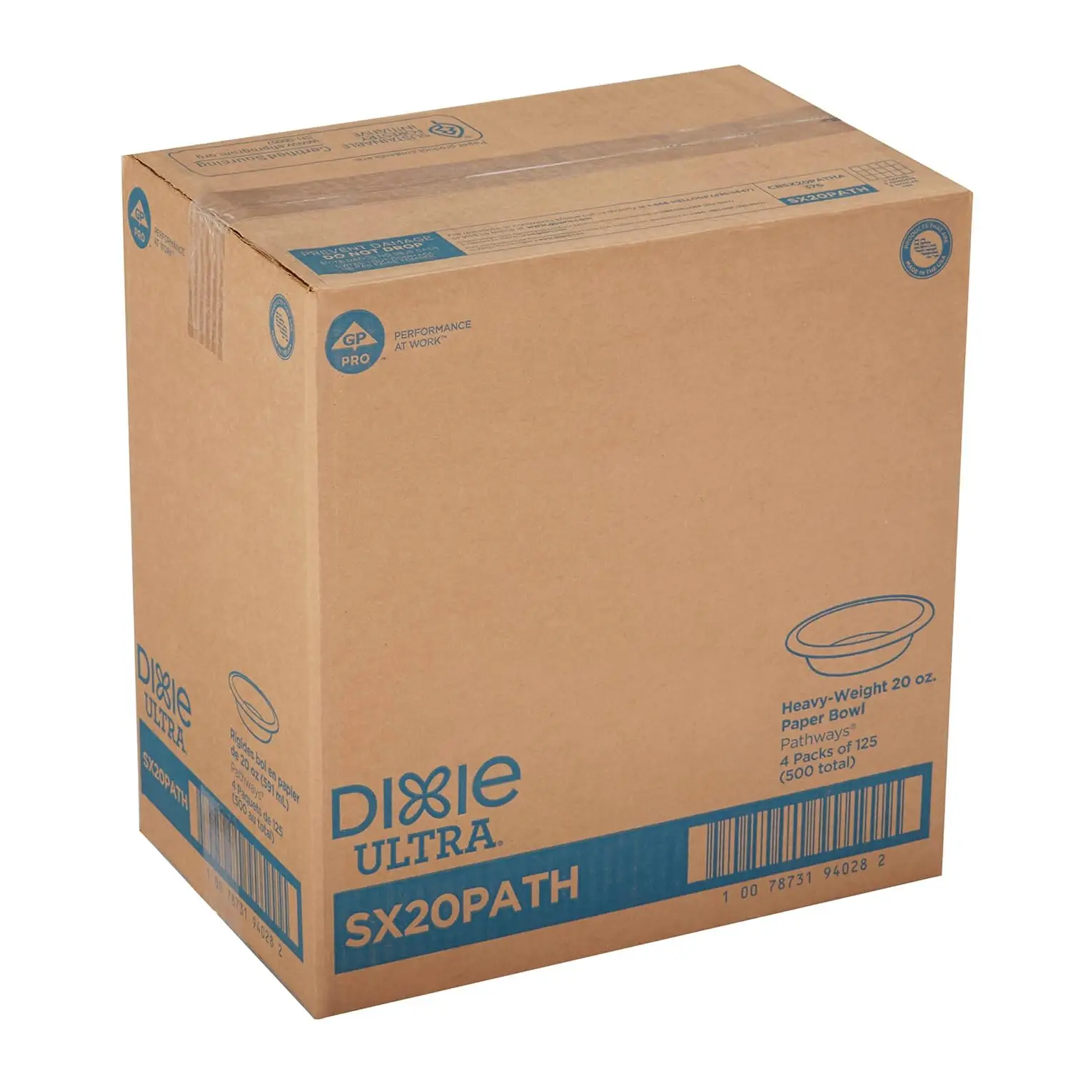 Dixie Ultra Heavy-Weight 20 oz. Paper Bowl by GP PRO (Georgia-Pacific), 500 Count (125 Bowls Per Pack, 4 Packs Per Case)