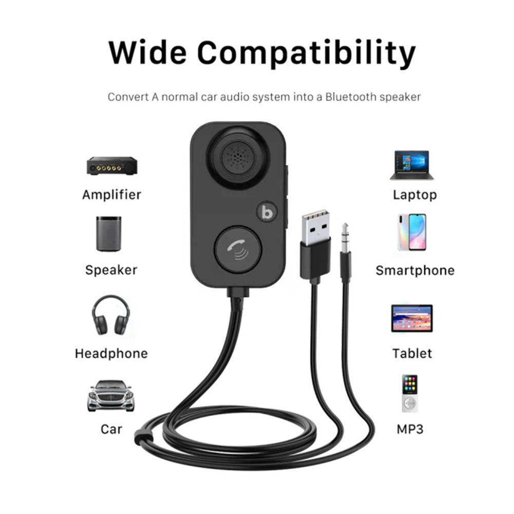 Bluetooth Car Audio Receiver FM Transmitter for Handsfree Calls