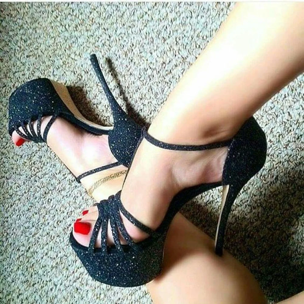 

Black Cross Tied Hollow Platform Sandals Buckle Strap Stiletto High Heel Fashion Sexy Women Shoes 2024 New Zapatos Para Mujere