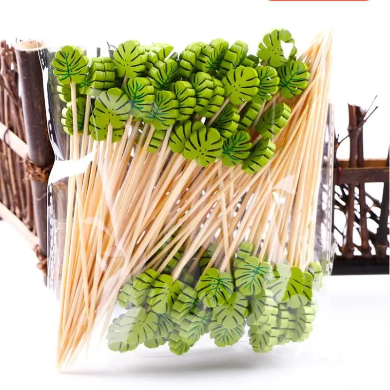 

New Disposable Bamboo 100 Pcs picks Food Fruit Cocktail Handmade Toothpicks Picnic Christmas Halloween Party Supplies Decoration