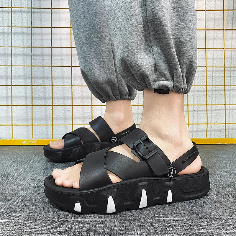 Summer Men Slippers New Fashion Comfort Thick Bottom Height-increasing  Sandals Design Beach Outside Increase Soft Bottom Sandals - Men's Sandals -  AliExpress