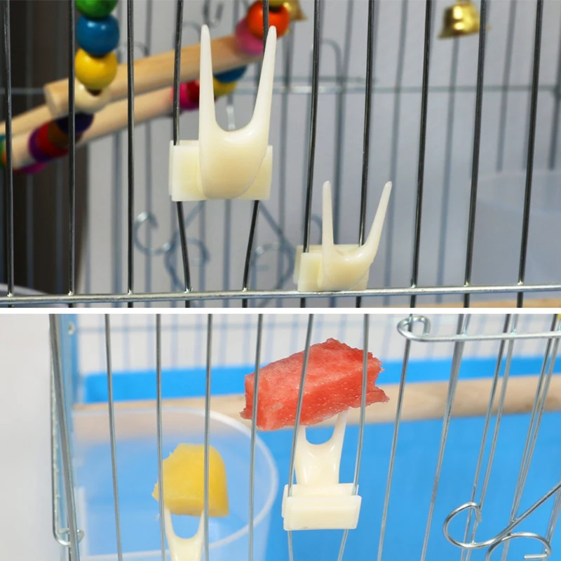Birds Parrots Fruit Forks 10Pcs automatic bird feeder Plastic Food Holder Feeding on Cage Bird Feeder Parrot Pet Bird Pet Supplies