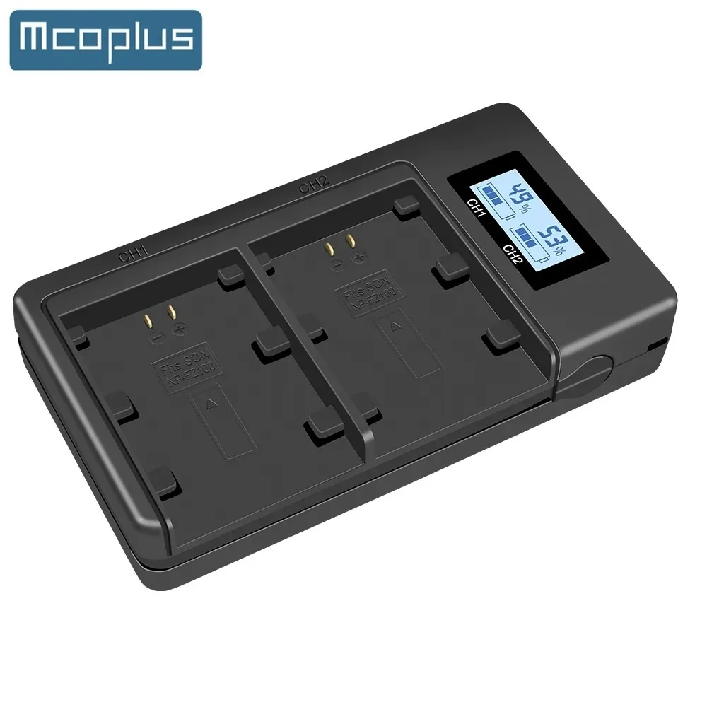 Mcoplus Np-Fz100 Display Lcd Doppio Caricabatteria Usb Per Sony Zv-E1 Fx3 Fx30 A1 A9 A9Ii A7Iii A7R Iii A7R V A7S Iii A7 Iv A6600