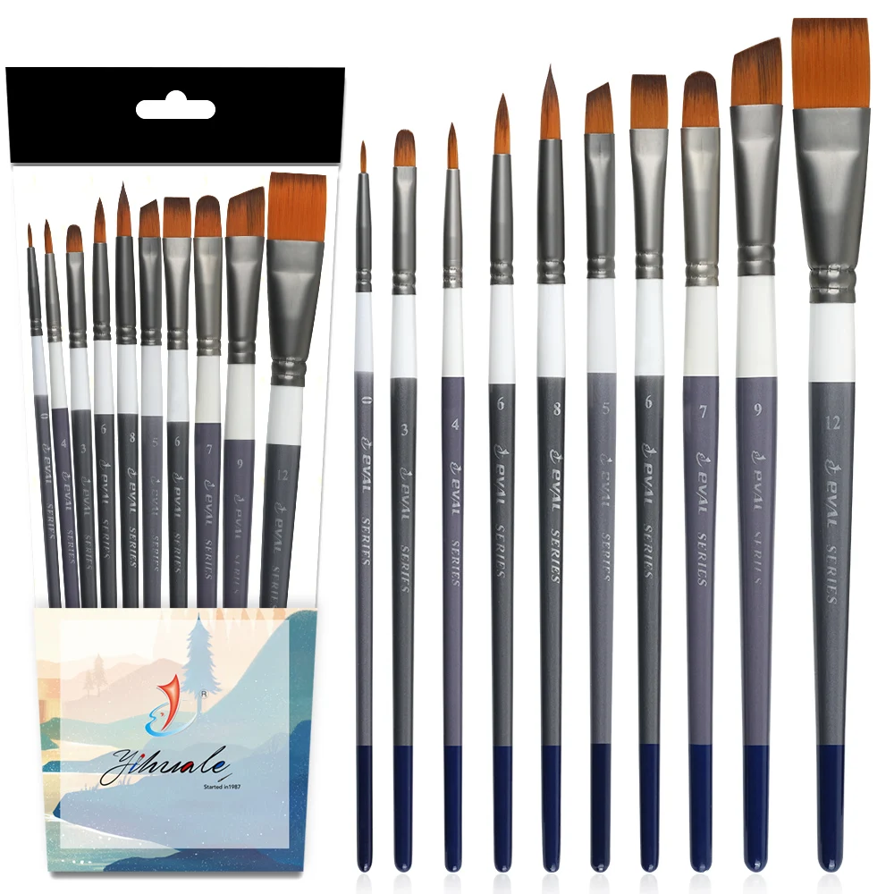 

EVAL 10PCS Art Paint Brushes Set Nylon Hair Professional Drawing Painting Brush Oil Acrylic Watercolor Art Supplies