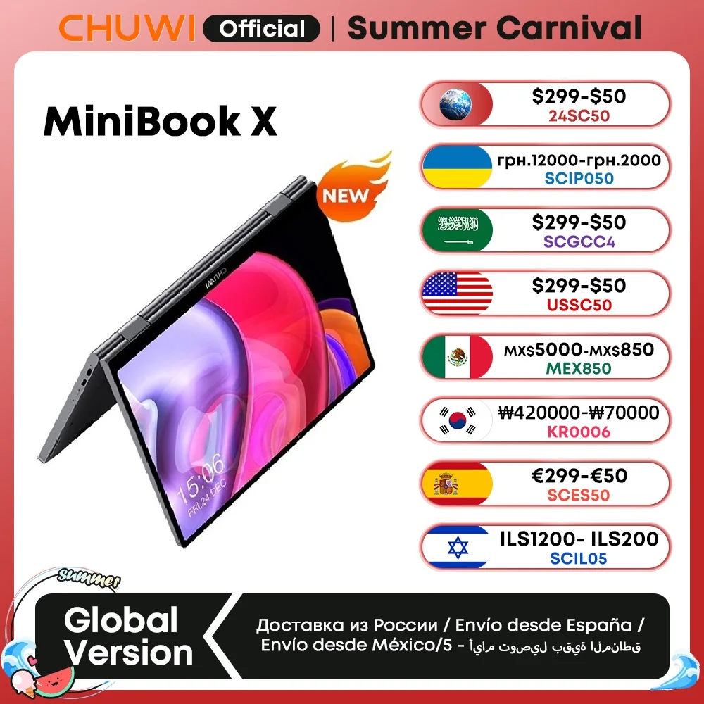 CHUWI minibook X notebook tablet 2 v 1 intel N100 /N5100 10.51