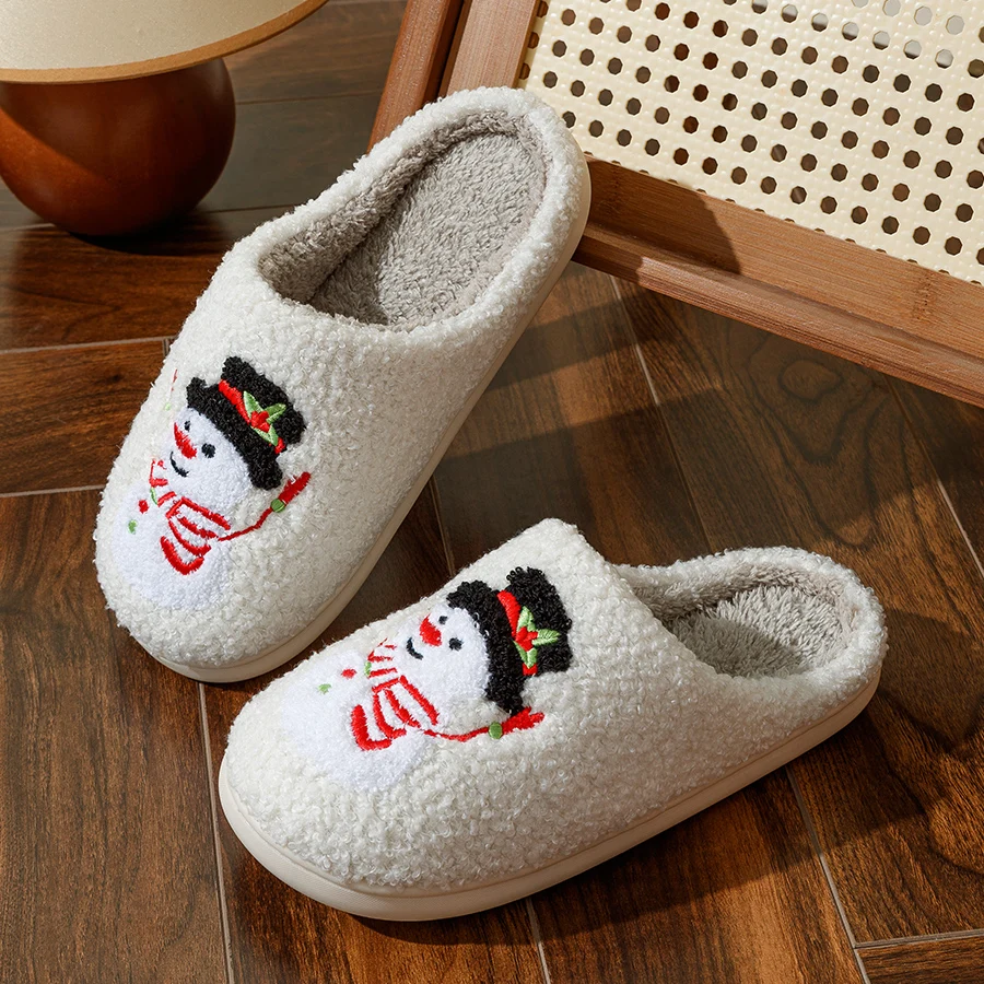 Christmas Gift Cute Snowman Winter Women's Slippers Indoor Soft Sole Beautiful and Exquisite Fashion Plush Homeshoes for Girls 4