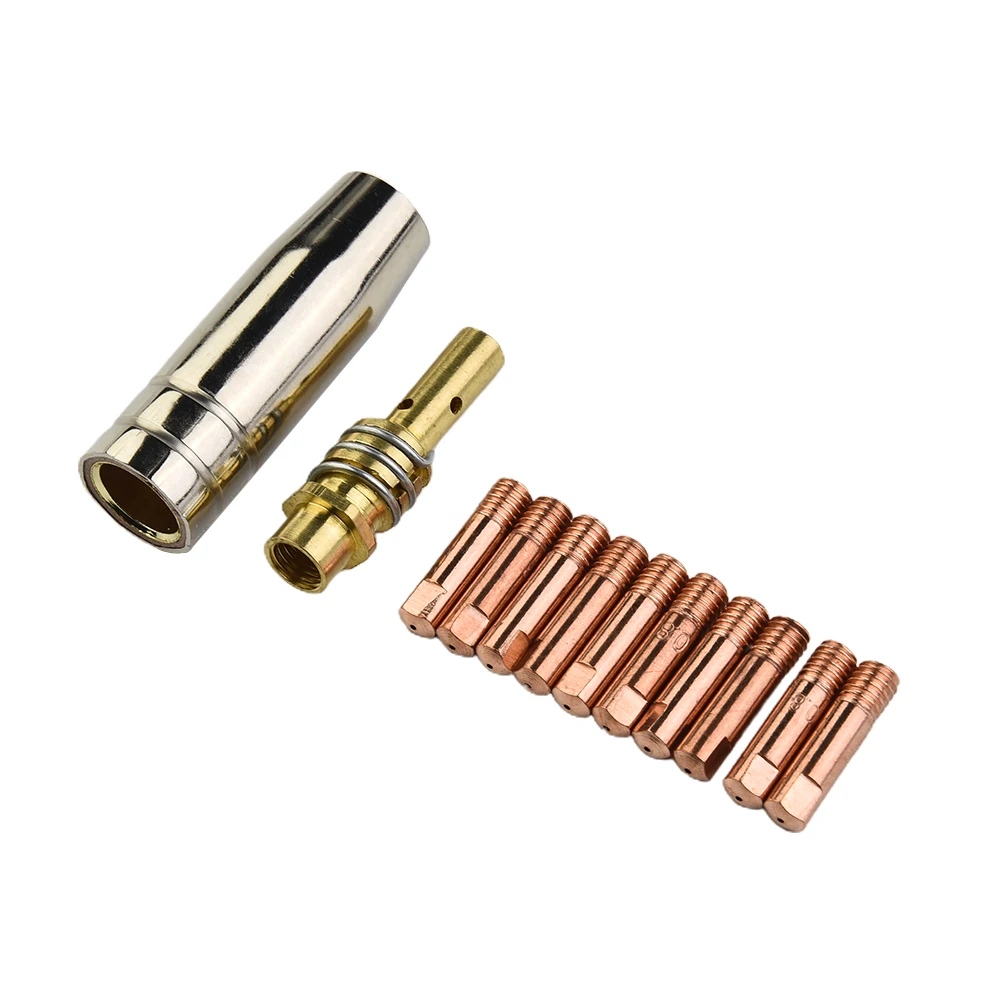 12pcs/Set MB 15AK MIG/MAG Welding Contact Tips 0.8x25mm M6 Gas Nozzle Tip Holder For Rilon For Riland Welding Supplies