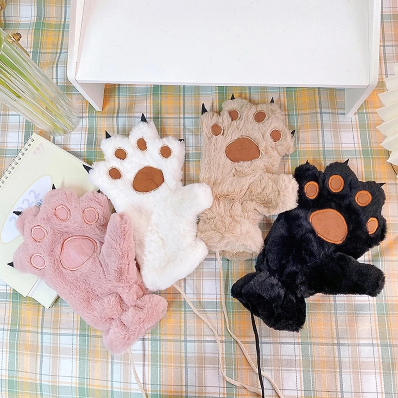 

Bear Paw Costume Gloves Cute Fluffy Bear Paw Gloves Party Dressup Winter Plush Bear Paw Mittens Halloween Cosplay Gloves