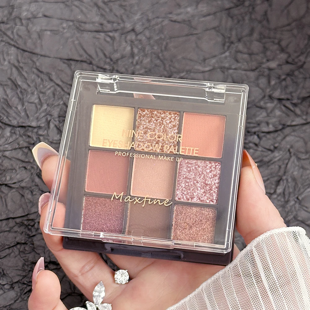 9 Colors Eyeshadow Palette Glitter Matte Pearl Nude Shimmer Waterproof Long Lasting Nine Palace Eye Makeup