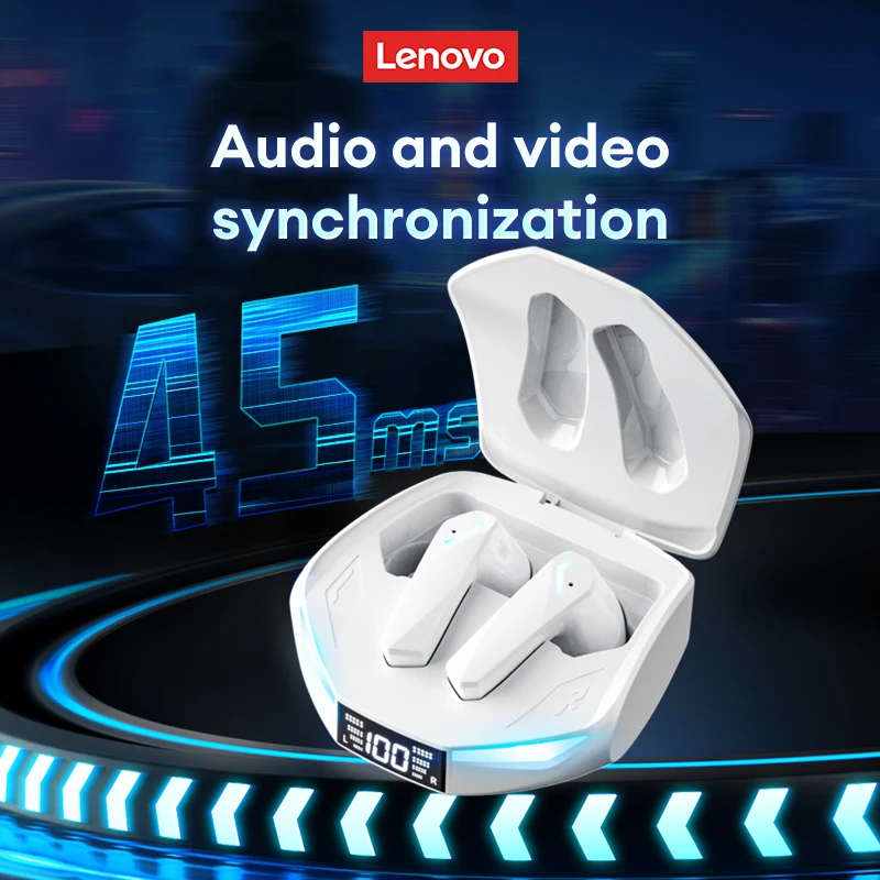 Premium Lenovo GM2 Pro Wireless Gaming Earbuds - LED Display, HD Call, Low Latency, Waterproof