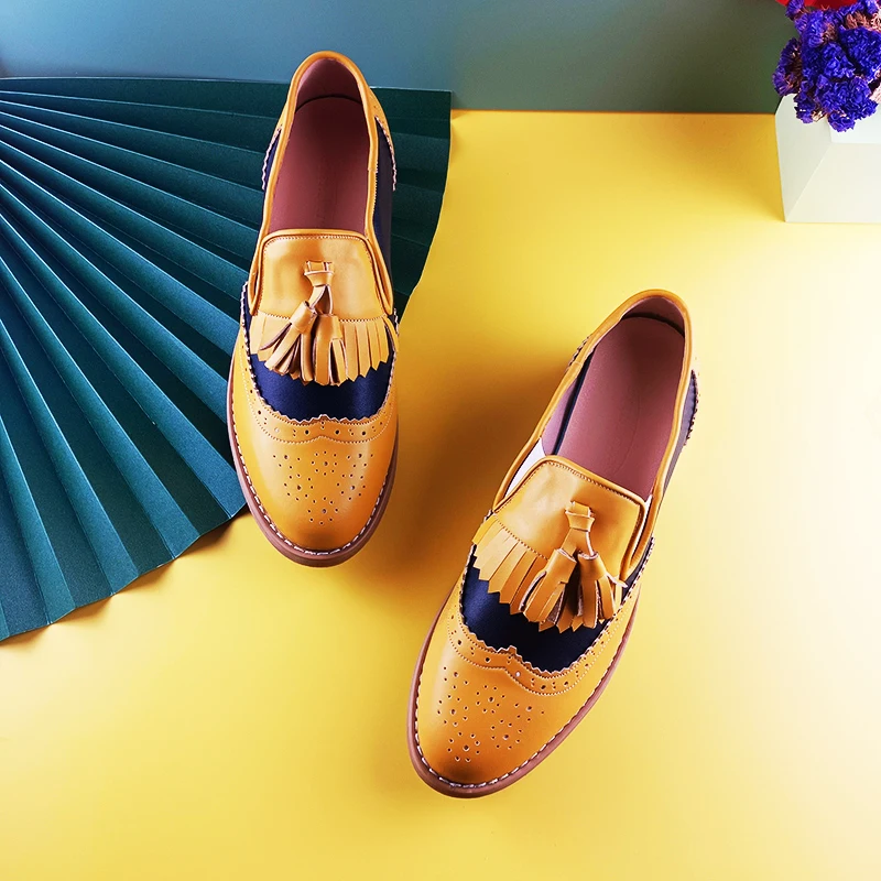 Women Oxford Shoes Leather Summer Platform Flat Casual Spring Vintage