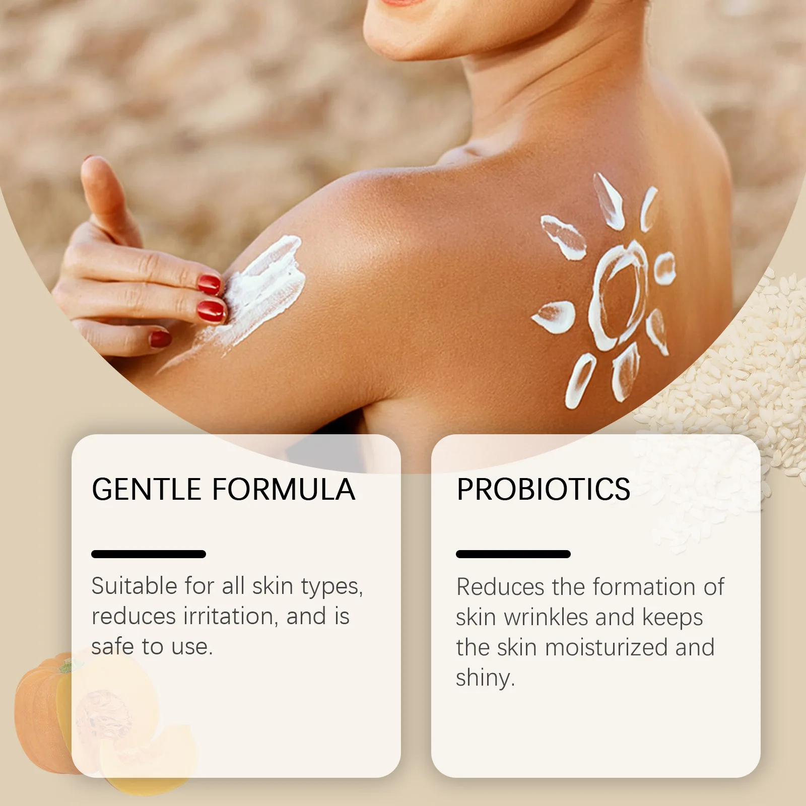 Rice Probiotic Sunscreen SPF50+ Sunblock Oil Control High Sun Protection Brightening Moisturizing Facial Body Sunscreen Cream