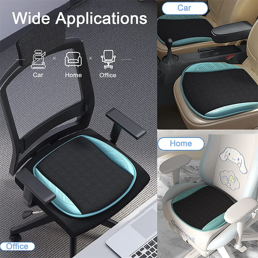 Car Summer Cool Ice Silk Seat Cushion With USB Fan Blowing Cool Summer Ventilation Cushion Seat Cushion Car Seat Cooling Pad