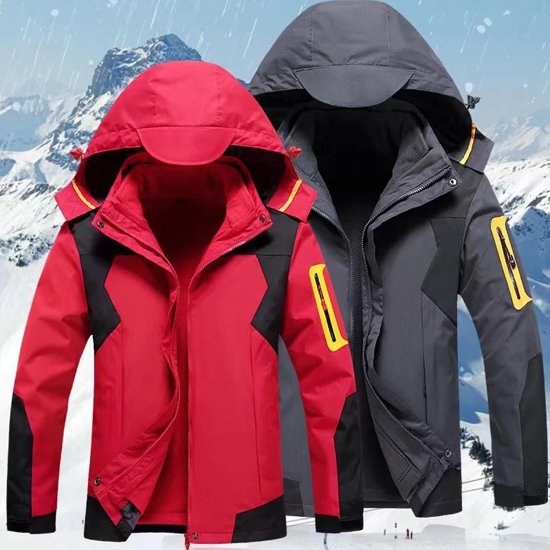 Winter Jackets Sport Trekking Fleece Windbreaker Hood Coat Men