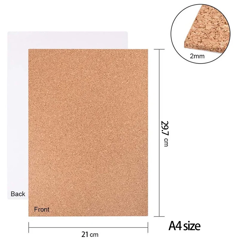 1개 29.7X21cm 천연 코르크 시트, DIY 공예용 벽 코르크 보드, 컵받침, 사진 및 메모 디스플레이, 파티 장