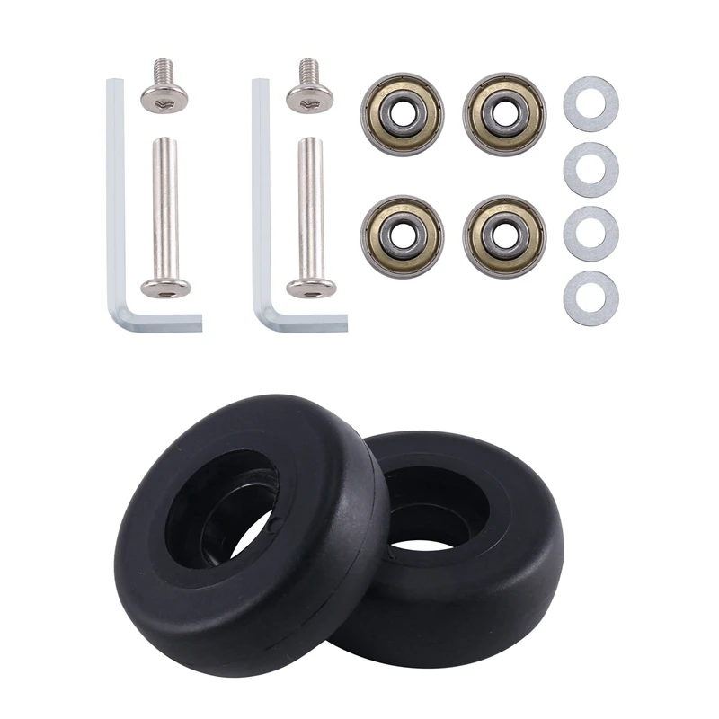 48Mm X18mm 2 Pair Luggage Suitcase Replacement Wheels Axles Deluxe Repair Luggage Replacement Wheels Black