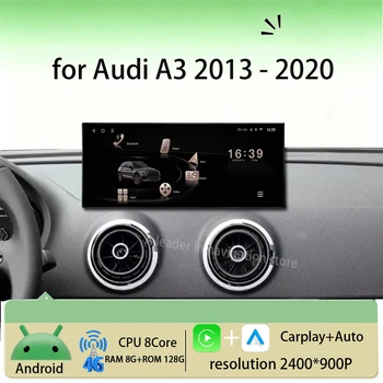 Autoradio GPS per Audi A3 2013 - 2020 Lettore Multimediale Audio Video Carplay Wireless Android 16 DSP Stereo 4G WIFI Schermo QLED