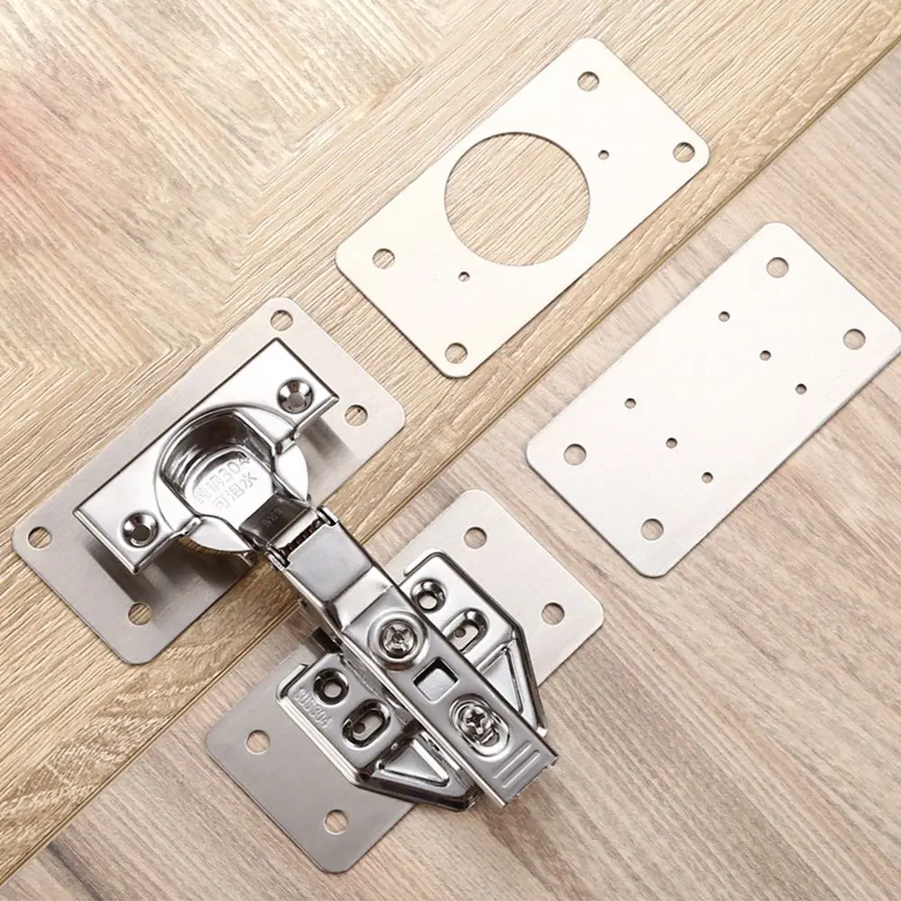 Stainless Steel Door Hinges Hinge Repair Plate Furniture Hinge Cabinet Door Hinges 90*46mm Hinge Mounting Plate Set