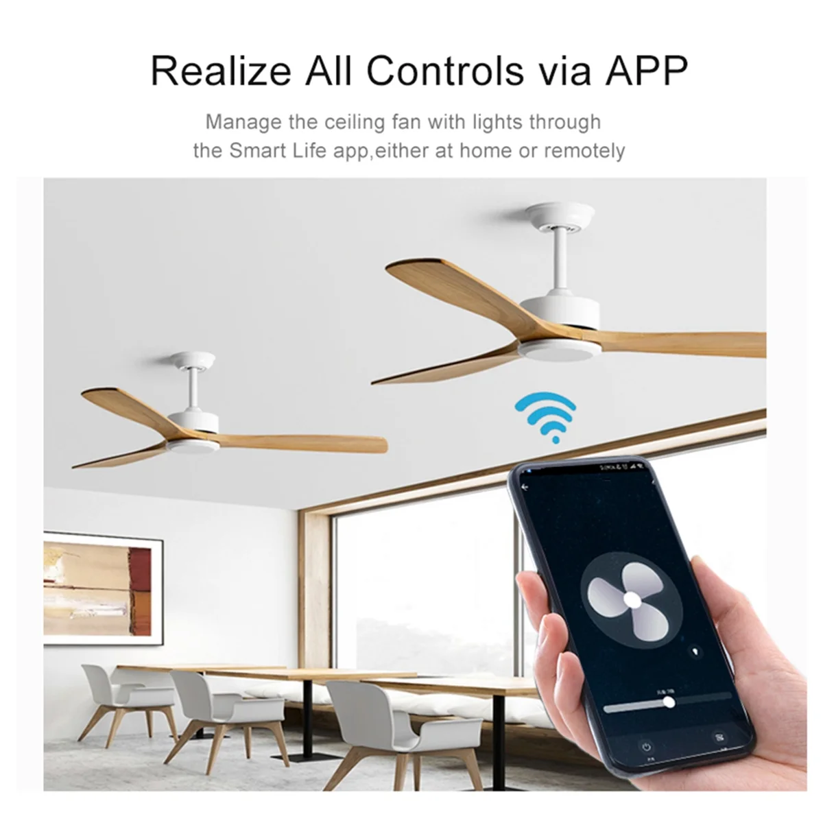 Tuya WiFi Smart Ceiling Fan Remote Control Kit APP Control Smart Home Adjusted Wind Speed for Alexa Google Home,220V 6