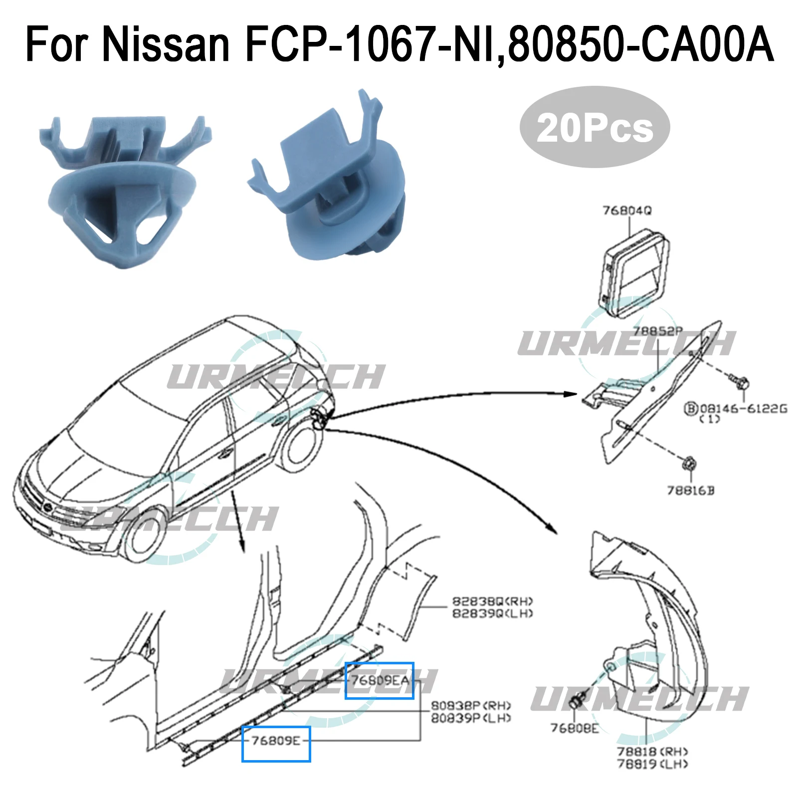 Set clip 20 pezzi per Nissan Juke/X Trail/Murano migliorare l