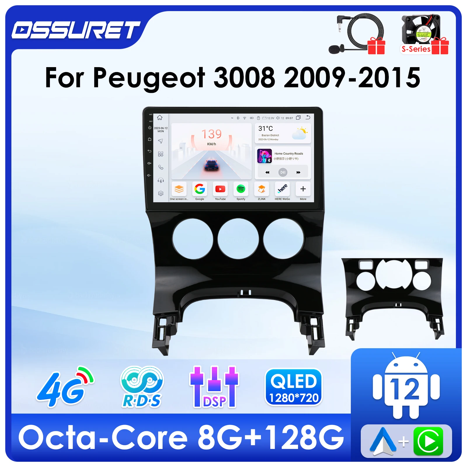 9 "Android Car Radio Lettore Video Multimediale Per Peugeot 3008 2009-2015 7862 Dsp Carplay 4G Autoradio Gps Navi Stereo Schermo 2Din