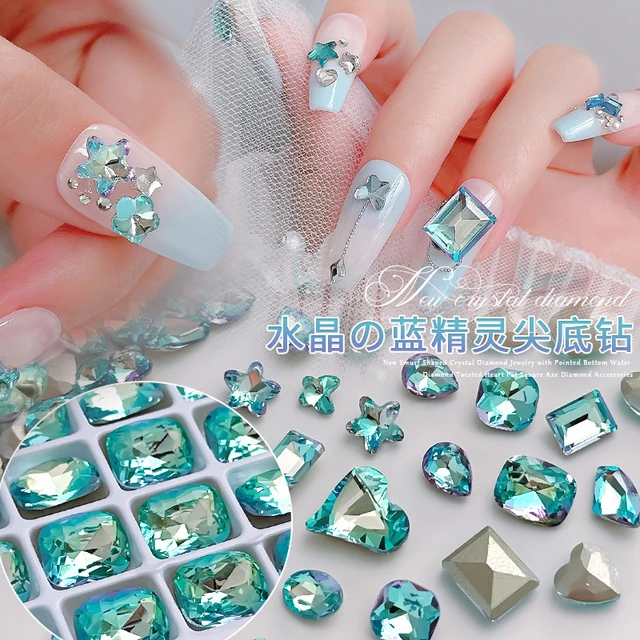 25pcs /lot Nail Parts Heart Diamond Love Glass Diamond Rhinestone Heart  Shaped Nail Jewelry Flat Diamond Nail Art Decoration