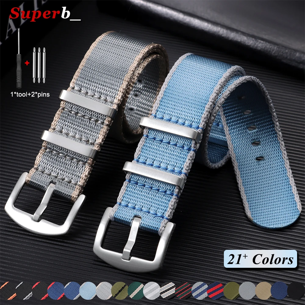 Nylon Canvas Watch Strap Bracelet - Military Sport Style, Unisex Replacement Watch Band (20mm/22mm)