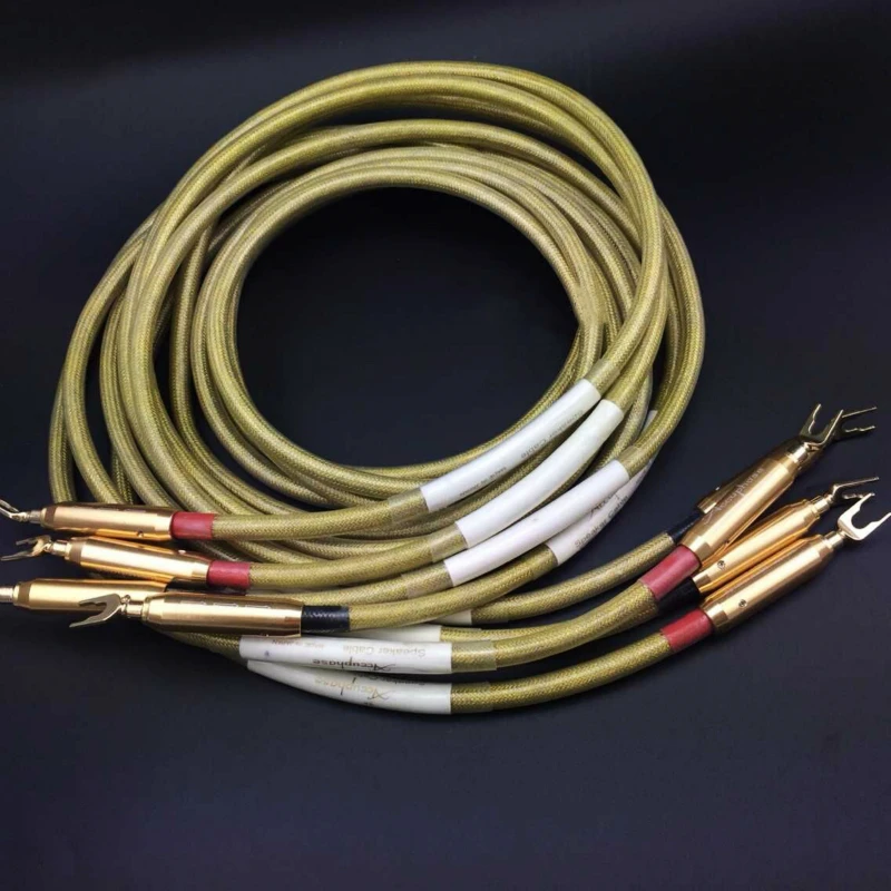 4Pcs Accuphase Speaker Wire Banana Plug 6N Rame Hifi Amplificatore Audio Cavo A Tromba Connettore A Forcella U